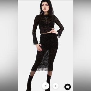 Disturbia Mesh Skirt w/ Rose Design